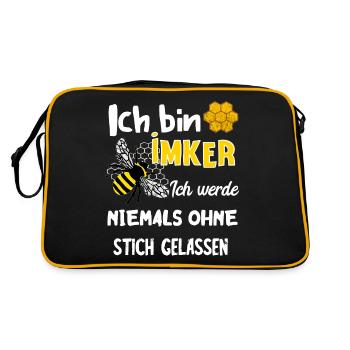 Ich Bin Imker Ich Werde Niemals Ohne Stich Gelasse - Retro Tasche - Schwarz/Gold - Hinten