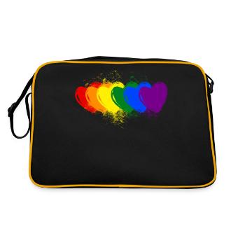 colourful hearts - Retro Bag - black/gold - Back