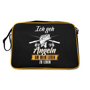Ich gehe Angeln - Retro Tasche - Schwarz/Gold - Hinten