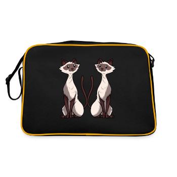 Chat siamois Œuvre d’art deux chat siamois Amour - Sac Retro - noir/or - Dos