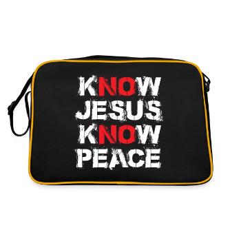 Know Jesus Know Peace - Retro Tasche - Schwarz/Gold - Hinten