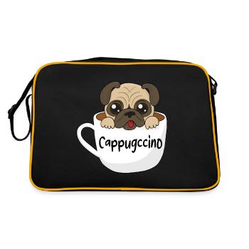 cappugccino cappuccino lustiger Mops Hund Möpse - Retro Tasche - Schwarz/Gold - Hinten