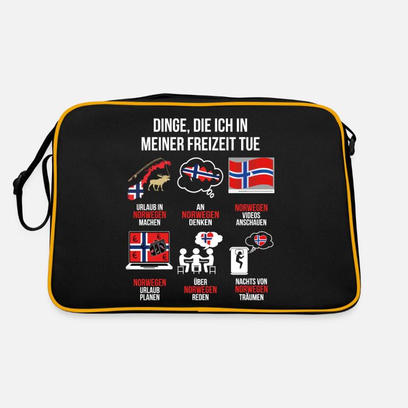 Norwegen Spruch | Lustiger Freizeit Spruch Norway - Retro Tasche - Schwarz/Gold