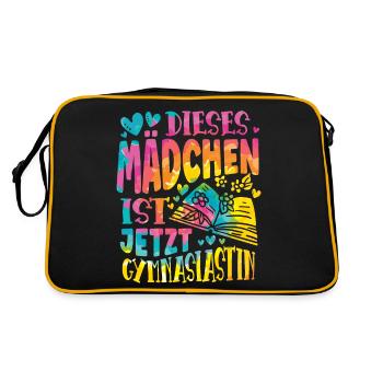 Einschulung Gymnasium Mädchen - Retro Tasche - Schwarz/Gold - Hinten