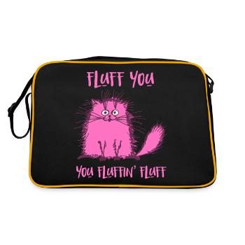 Fluff You Funny Pink Cat - Retro Bag - black/gold - Back