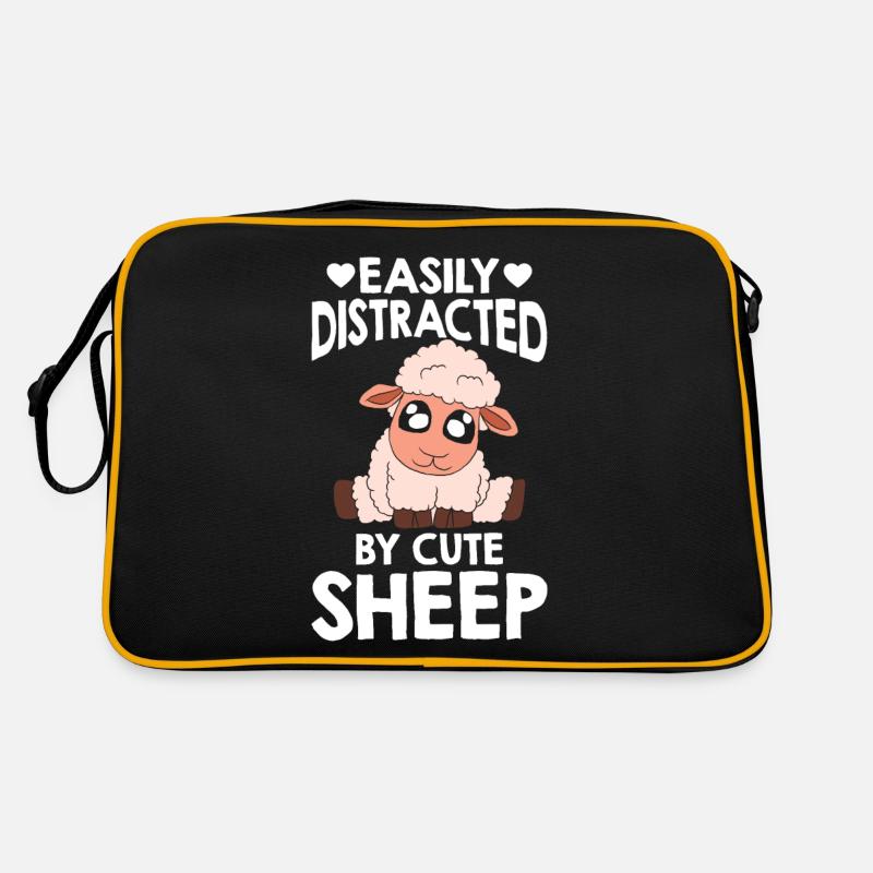 Funny sheep Distracted by cute sheep - Retro Bag - black/gold