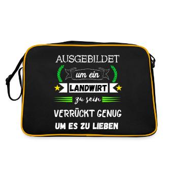 Landwirt Landwirtschaft Agrar Ackerbau Bauer Acker - Retro Tasche - Schwarz/Gold - Hinten