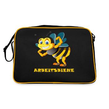 Arbeitsbiene Bienen fleißig Biene Bienenstock Wabe - Retro Tasche - Schwarz/Gold - Hinten