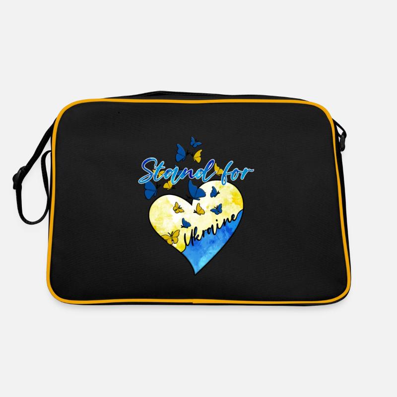 Stand For Ukraine Design Peace NO WAR - Retro Tasche - Schwarz/Gold