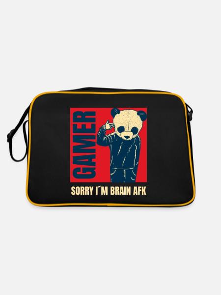 Sorry I´m Brain AFK - Retro Tasche - Schwarz/Gold - Hinten