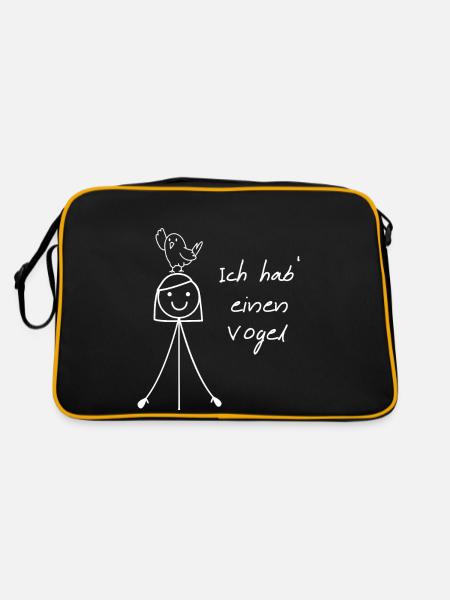 Ich hab einen Vogel - Retro Tasche - Schwarz/Gold - Hinten