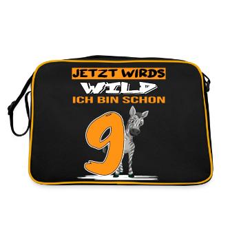 geburtstag 9 jahre wilde safari zebra 9. birthday - Retro Tasche - Schwarz/Gold - Hinten