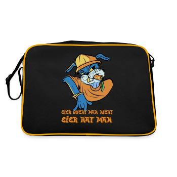 Eier such man nicht Eier hat man - Retro Tasche - Schwarz/Gold - Hinten