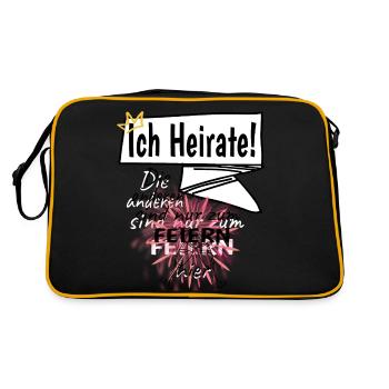 Ich Heirate! Die anderen sind nur zum Feiern hier - Retro Tasche - Schwarz/Gold - Hinten