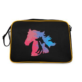 Animaux Chien Chat Cheval Coloré Cheval Design - Sac Retro - noir/or - Dos