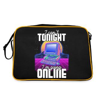 Je ne peux pas ce soir je vais en ligne, drôle d’ordinateur S - Sac Retro - noir/or - Dos
