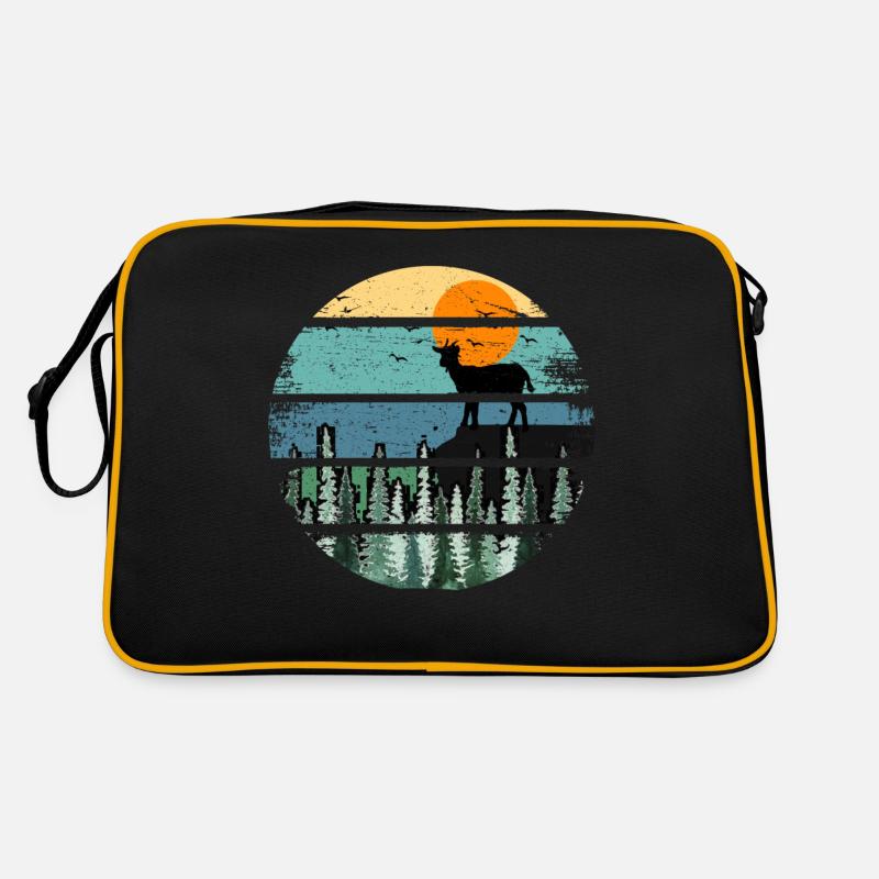 Retro Howling Wolf Wild - Retro Tasche - Schwarz/Gold