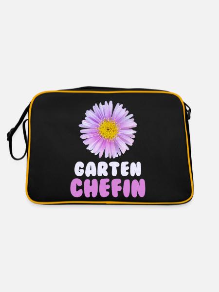 Garten Chefin Gärtnerin Hobbygärtnerin - Retro Tasche - Schwarz/Gold - Hinten