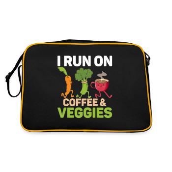 Je cours sur le café et les légumes Veggie Drôle de véganisme - Sac Retro - noir/or - Dos