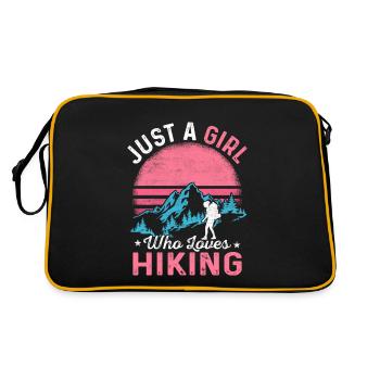 Just A Girl Who Loves Hiking Hike Hiker Mountains - Retro Tasche - Schwarz/Gold - Hinten