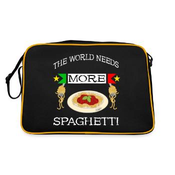Italian Pasta Die Welt Braucht Mehr Spaghetti Nude - Retro Tasche - Schwarz/Gold - Hinten