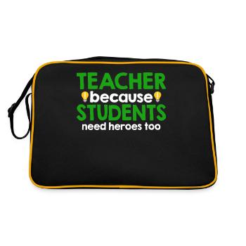 Teacher Because Students Need Heroes - Retro Bag - black/gold - Back