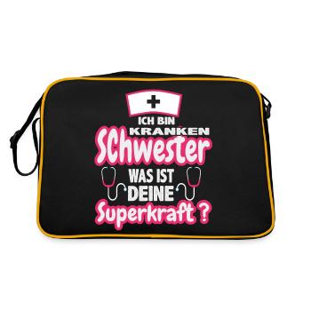 Krankenschwester spruch was ist deine Superkraft - Retro Tasche - Schwarz/Gold - Hinten