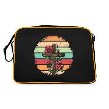 Retro Vintage Rose Cross Design - Retro Bag - black/gold - Back