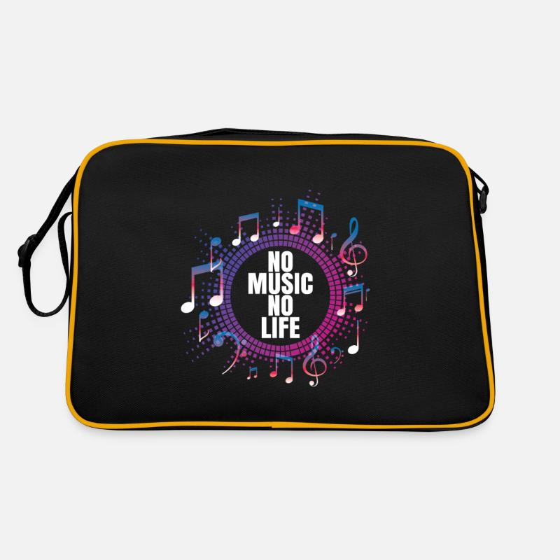 Pas de musique, pas de vie Notes de musique - Sac Retro - noir/or