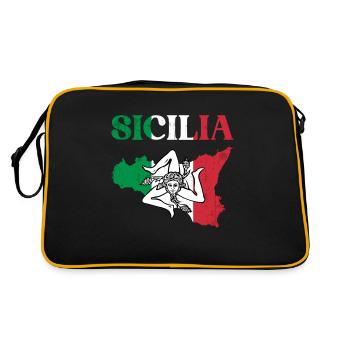 Italy Italia Sicilia Flag Sicily Palermo - Retro Bag - black/gold - Back