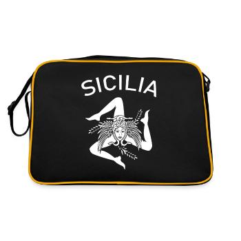 Italy Italia Sicilia Flag Sicily Palermo - Retro Bag - black/gold - Back