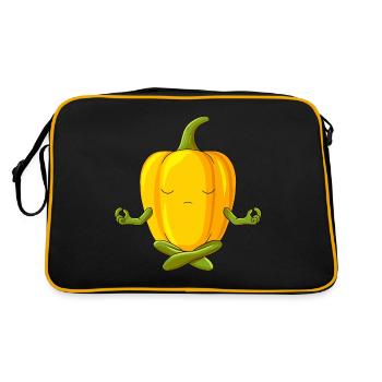 Lustige Yoga Gemüse Meditierende Paprika - Retro Tasche - Schwarz/Gold - Hinten