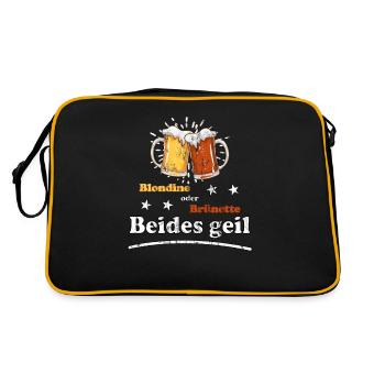 Blondine oder Brünette beides geil Design - Retro Tasche - Schwarz/Gold - Hinten