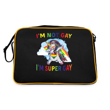 Ich bin nicht schwul Ich bin super schwul Einhorn LGBT Proud Flag - Retro Tasche - Schwarz/Gold - Hinten