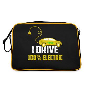 I Drive 100% Electric Mobility EV Car Driver - Retro Tasche - Schwarz/Gold - Hinten