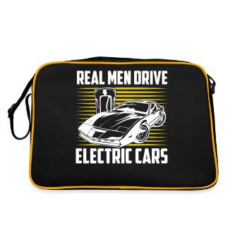 Real Men Drive Electric Cars EV Car Driver Mobili - Retro Tasche - Schwarz/Gold - Hinten