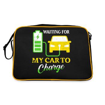 Waiting For My Car To Charge EV Car Driver Mobili - Retro Bag - black/gold - Back