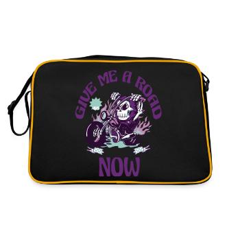 Gib mir jetzt eine Straße - Retro Tasche - Schwarz/Gold - Hinten