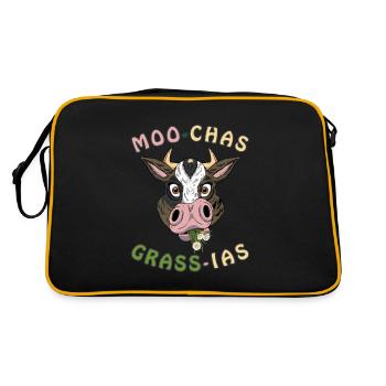 MOO-CHAS GRASS-IAS Bauernhof Mädchen - Retro Tasche - Schwarz/Gold - Hinten