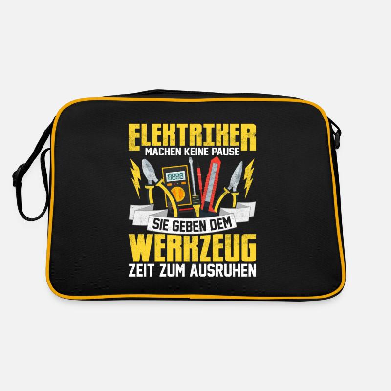 Elektriker machen keine Pause Elektro - Retro Tasche - Schwarz/Gold