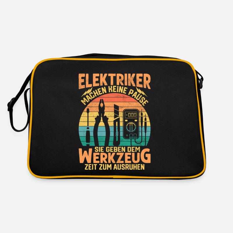 Elektriker machen keine Pause Elektrik - Retro Tasche - Schwarz/Gold