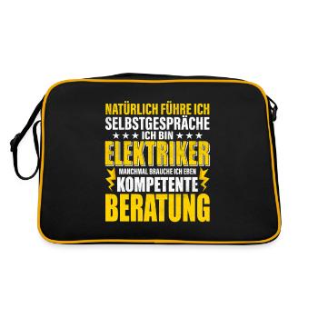 Natürlich führe ich Selbstgespräche als Elektriker - Retro Tasche - Schwarz/Gold - Hinten