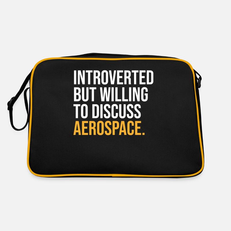 INTROVERTI MAIS PRÊT À DISCUTER DE L’AÉROSPATIALE DRÔLE - Sac Retro - noir/or