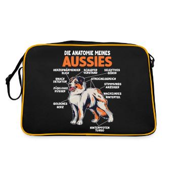 Australian Shepherd Aussie Anatomie Aussie - Retro Tasche - Schwarz/Gold - Hinten