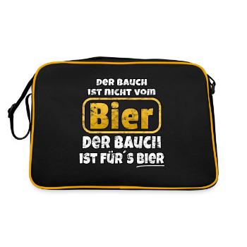 Der Bauch ist fürs Bier - Retro Tasche - Schwarz/Gold - Hinten