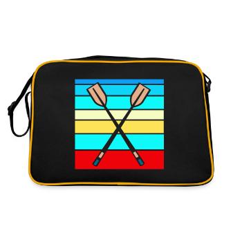 Retro Rowing Paddle Designs T-Shirt Present Gift - Retro Bag - black/gold - Back