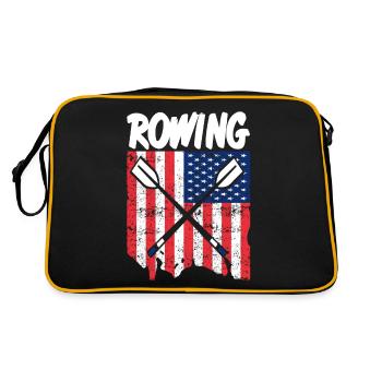Vintage American Flag Rowing Oar T-Shirt Present - Retro Bag - black/gold - Back