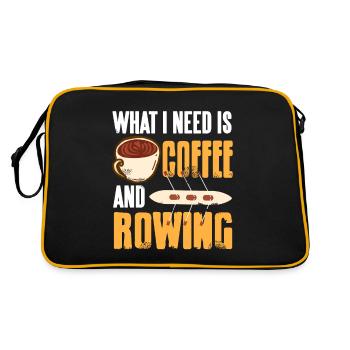 What I Need Is Coffee And Rowing Funny T-Shirt - Retro Bag - black/gold - Back