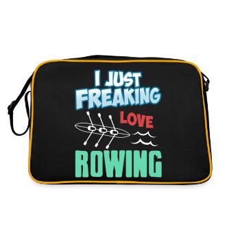 I Just Freaking Love Rowing Funny T-Shirt Present - Retro Bag - black/gold - Back