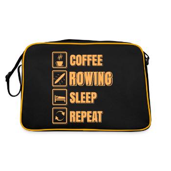 Funny Coffee Rowing Sleep Repeat T-Shirt Present - Retro Bag - black/gold - Back